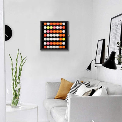 Golf Ball Display Case - Wall Mounted Holder with Glass Door, Ideal Gift for Golf Enthusiasts