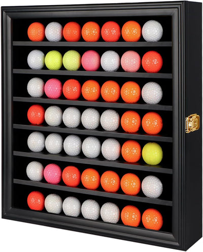 Golf Ball Display Case - Wall Mounted Holder with Glass Door, Ideal Gift for Golf Enthusiasts