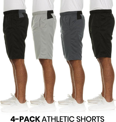 4 Pack: Men'S Dry-Fit Sweat Resistant Active Athletic Performance Shorts